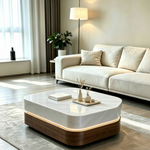 Veloura Luxe Coffee Table (120/100 cm) White/Brown