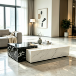 Abyss Marble Nesting Coffee Table Set (Black/White)
