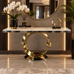 Luna Orb Marble Console Table (140 cm) Available in Gold, Silver or Two Tone (Silver and Gold)