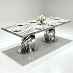 Midas Marble Dining Table (Available in Gold/Grey or Silver/Grey) 240 cm