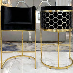 Catherine Velvet Bar Stool (Available in Black/Gold)