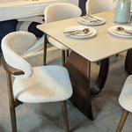 Langford Ash Wood Dining Chair with upholstered cotton linen seat