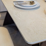 Langford Ash Wood Dining Table with Travertine Stone White Top (160 cm)