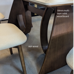 Langford Ash Wood Dining Table with Travertine Stone White Top (160 cm)