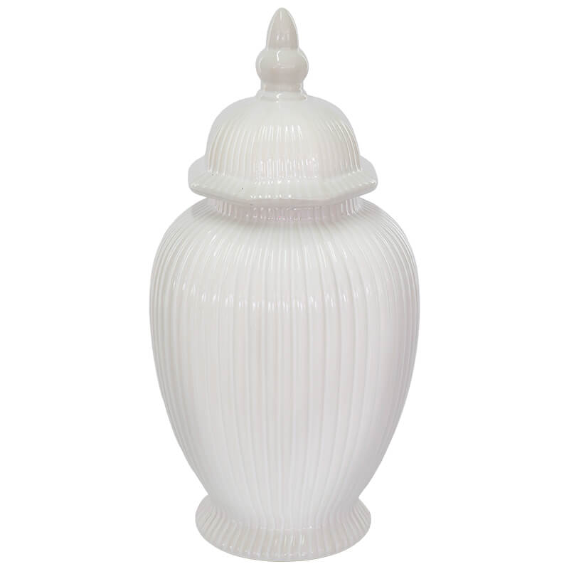 Striped White Line Ginger Jar with lid (36 cm)
