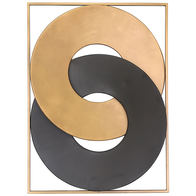 Linked Circles Metal Wall Art (Gold/Black) 81 cm