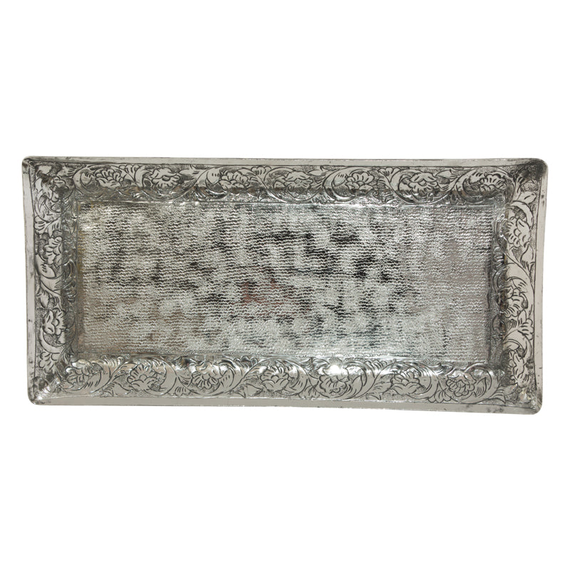 Moroc Rect Plate Silver (40 x 20 cm)