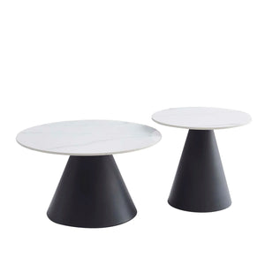 Garson Stone Coffee Table Set (2 x tables) Available in Black, Grey or White)
