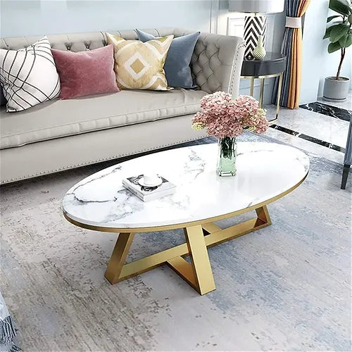 Camelia Oval Coffee table (130 cm) Available in Gold or Silver