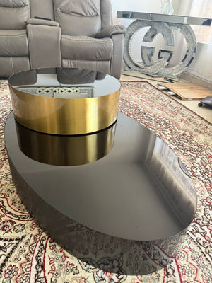 Camilla Lux Rotating Oval Coffee table (Gold and Black)