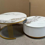 Cambria Nesting Coffee Table Set (White/Gold)