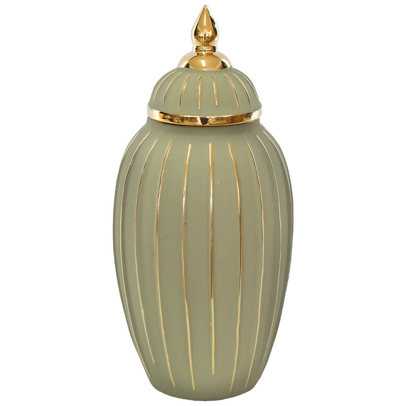 Sage/Gold Ginger Jar (39 cm)