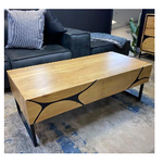 Obsidian Solid Wood Coffee Table (130 cm) Natural/Black