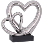 Two Hearts Statue (Silver) 29 cm