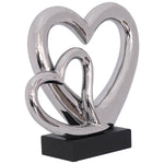 Two Hearts Statue (Silver) 29 cm