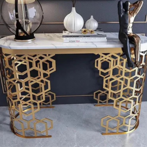 Claudia Marble Console Table (140 cm) Available in Rose-Gold/Gold or Silver