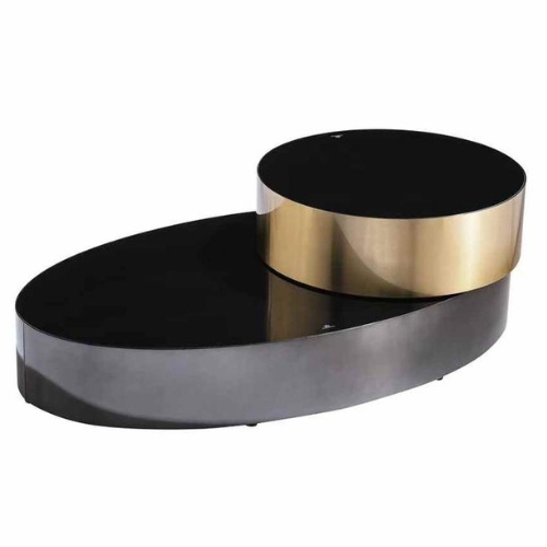 Camilla Lux Rotating Oval Coffee table (Gold and Black)