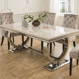 Capri Marble Dining Table (200 cm) Available in Gold or Silver