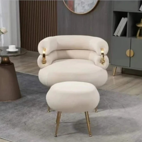 Caleb Boucle Occasional Chair with matching ottoman (White)