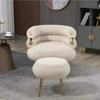 Caleb Boucle Occasional Chair with matching ottoman (White)