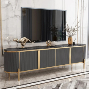 Azalea TV Unit/Plasma Stand (200 cm) (Available in White/Gold or Charcoal/Gold)