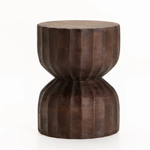 Solid Mango wood Hourglass Side Table (45 H cm)
