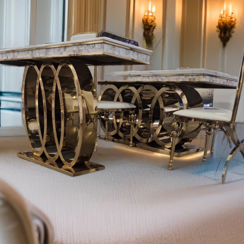 Emirates Marble Console Table (140 cm) Available in Gold or Silver