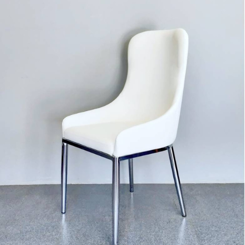Raja White PU Leather Dining Chair (Available in Gold/Silver)