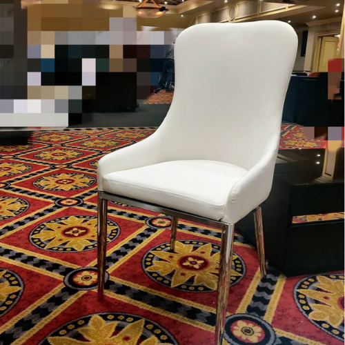 Raja White PU Leather Dining Chair (Available in Gold/Silver)