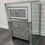 Diamond Shelves 3 Drawer Pedestal (65 H cm) Available in Silver or Rose Gold