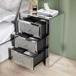 Diamond Shelves 3 Drawer Pedestal (65 H cm) Available in Silver or Rose Gold
