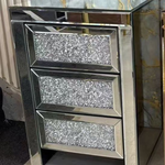 Diamond Shelves 3 Drawer Pedestal (65 H cm) Available in Silver or Rose Gold