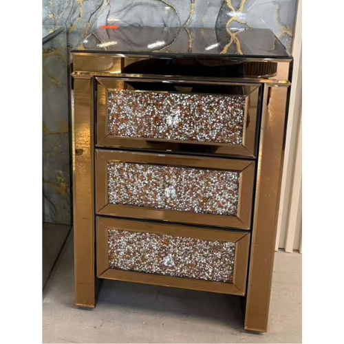 Diamond Shelves 3 Drawer Pedestal (65 H cm) Available in Silver or Rose Gold
