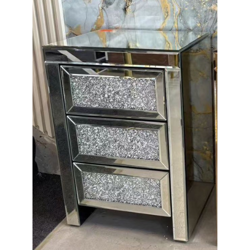 Diamond Shelves 3 Drawer Pedestal (65 H cm) Available in Silver or Rose Gold