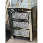Diamond Shelves 3 Drawer Pedestal (65 H cm) Available in Silver or Rose Gold