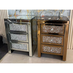 Diamond Shelves 3 Drawer Pedestal (65 H cm) Available in Silver or Rose Gold