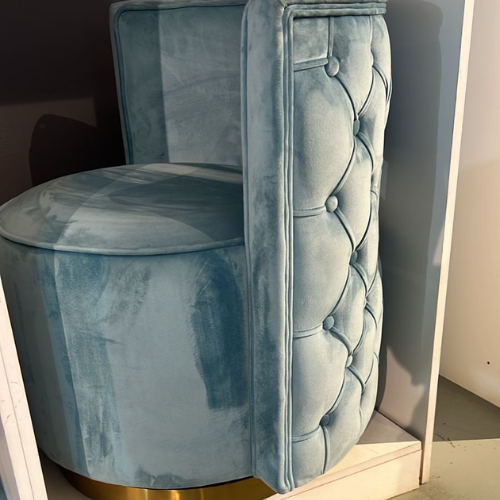 Angel Swivel Chair with gold rotating base (Available in Aqua, Mink or Green)