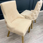Amor Velvet Dining Chair (Beige/Gold)