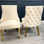 Amor Velvet Dining Chair (Beige/Gold)