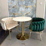 Emma Woven Velvet Occasional Chair (Cream/Gold or Green/Gold)