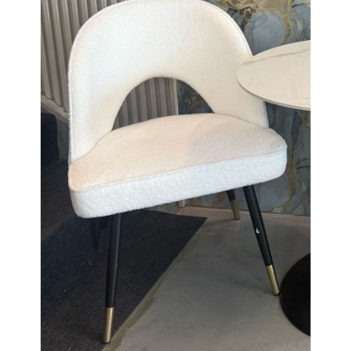 Akira Teddy Fleece Dining Chair (White)