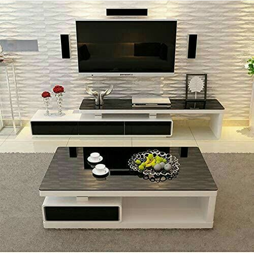 Austin TV Unit with matching Coffee Table (Black/White) 184 cm