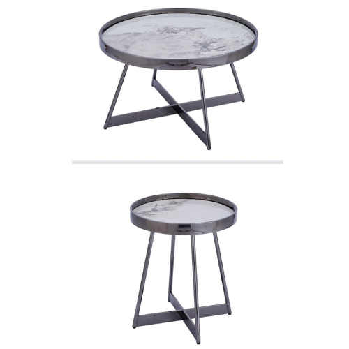 Scarlett Gunmetal Coffee table with matching Side Table (80/50 cm)