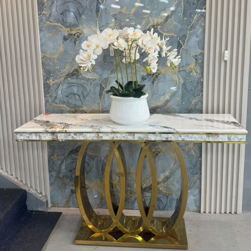 Emirates Marble Console Table (140 cm) Available in Gold or Silver