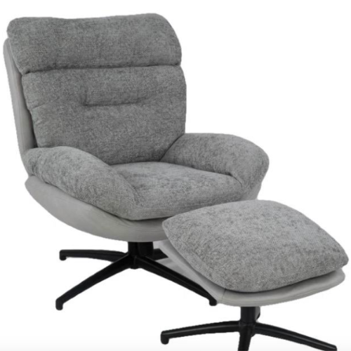 Dominic Fabric Occasional Chair with matching Stool (Grey)