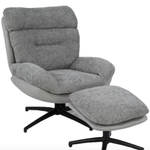 Dominic Fabric Occasional Chair with matching Stool (Grey)