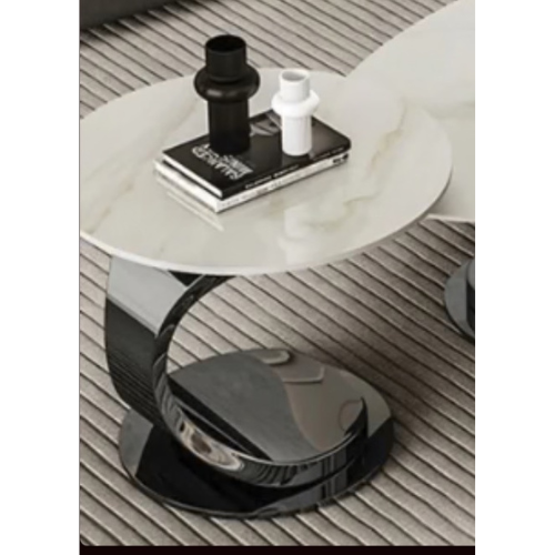 Curved Marble Side Table (Available in Gold or Chrome Black)