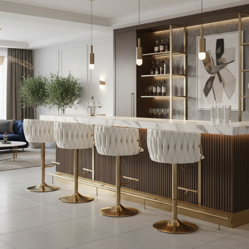 Aisha Velvet Bar Stool (Available in Various Colours)