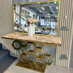 Honeycomb Console Table with it's matching Mirror (Available in Gold)