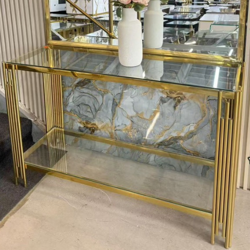 Marcy Console Table (Available in Gold/Clear Glass) 120 cm